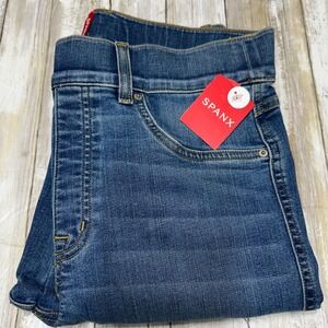NWT SPANX‎ Women's medium Tall Ankle Straight Leg Pull On Jeans Stretch Denim
